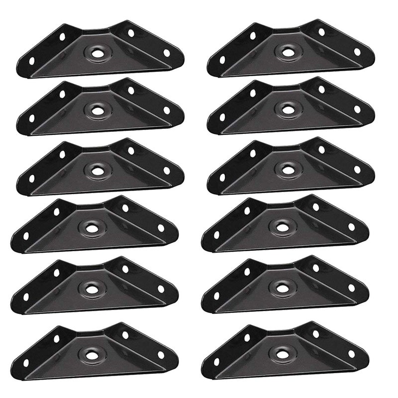 HOWDIA 12 Pcs Steel Corner Braces Joint Trapeziform Angle Code Brackets | 4.1" Black Corner Brace Support for Furniture | Cold Rolled Steel Construction, Triangle Design for Enhanced Stability - Image 1
